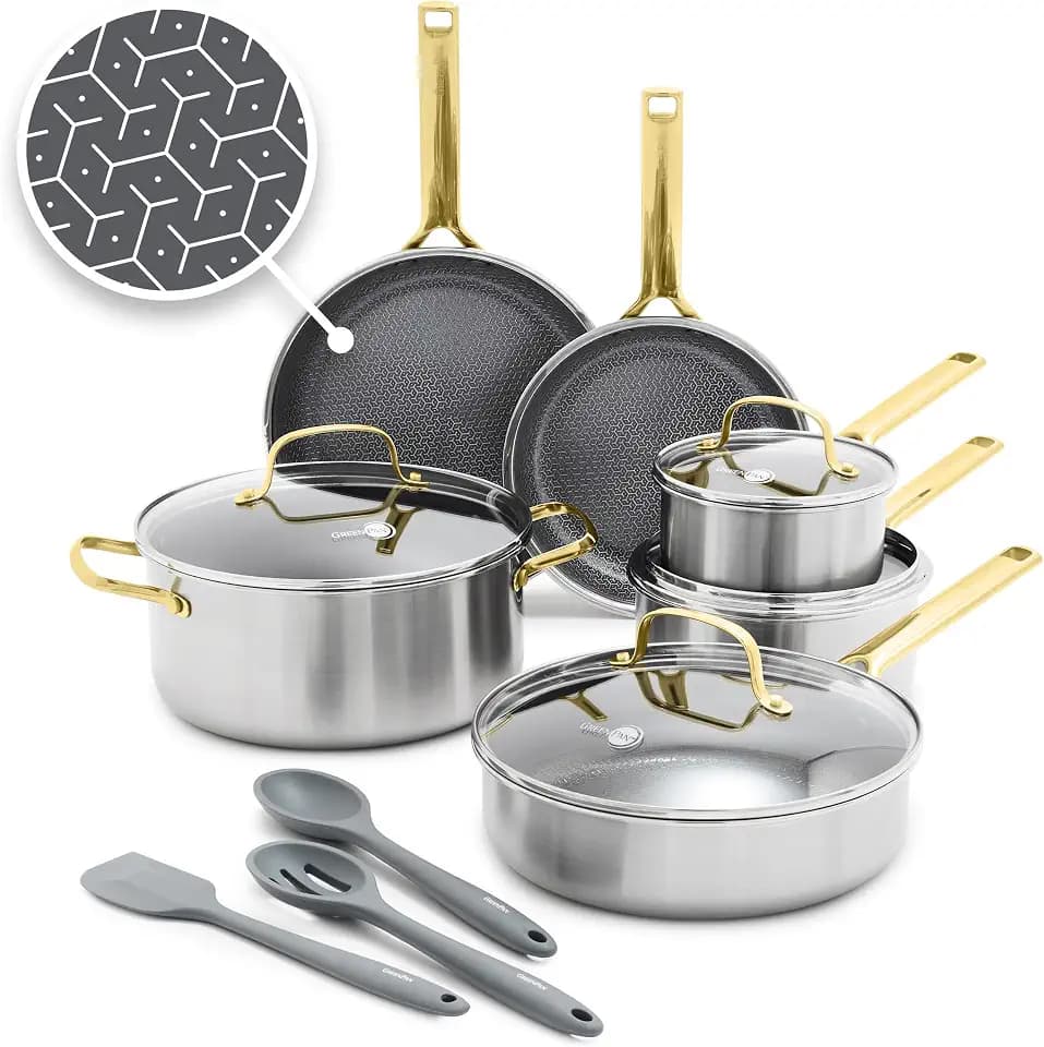 GreenPan Hybrid APEX 13 Piece Stainless Steel Ceramic Nonstick Cookware Set
