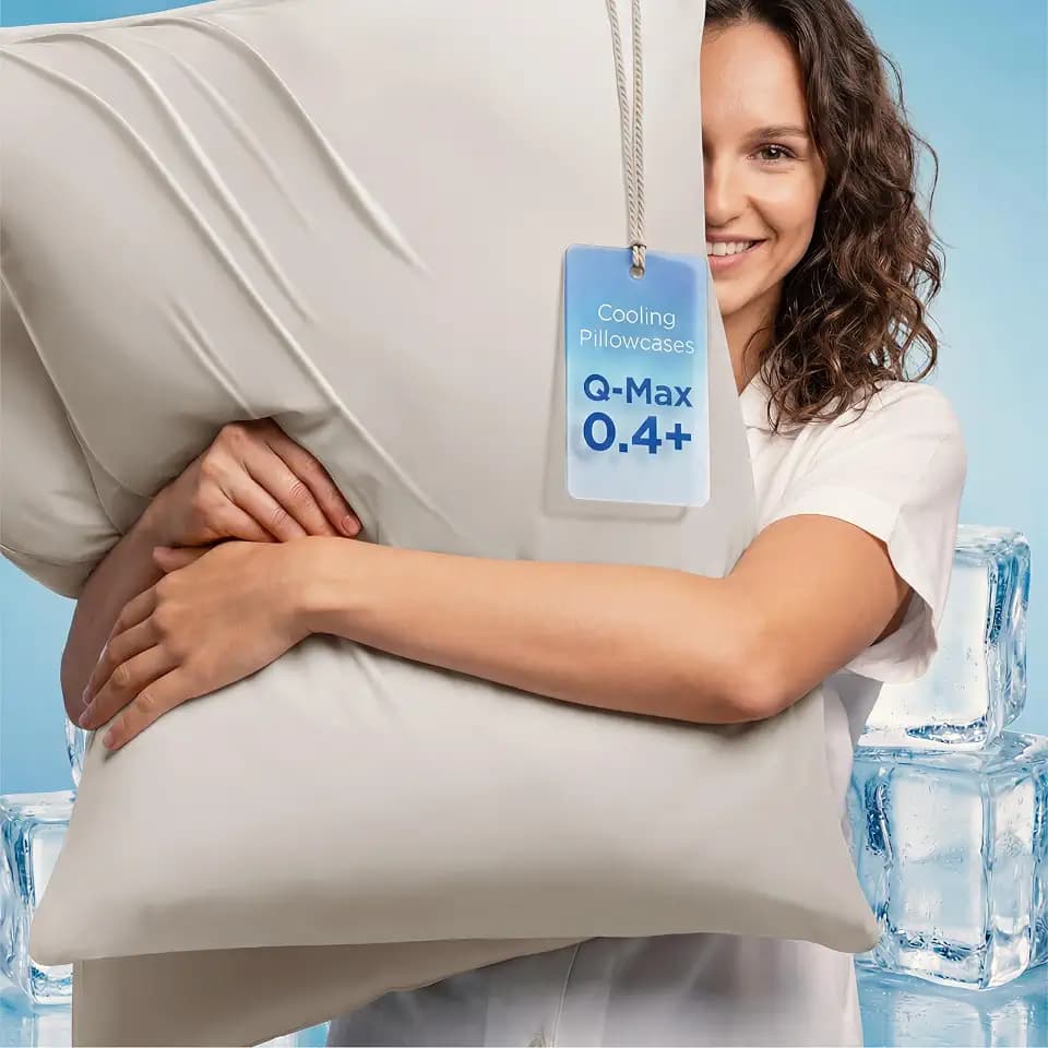 Bedsure Cooling King Size Pillow Cases Set of 2 for Hot Sleepers, Beige
