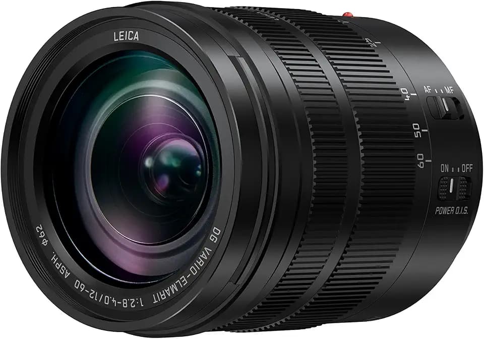 Panasonic H-ES12060E Leica DG Vario-Elmarit Kamera Objektive (12-60mm/F2.8-4.0, Standardzoom, Dual I.S., Staub- & Spritzwasserschutz, schwarz)