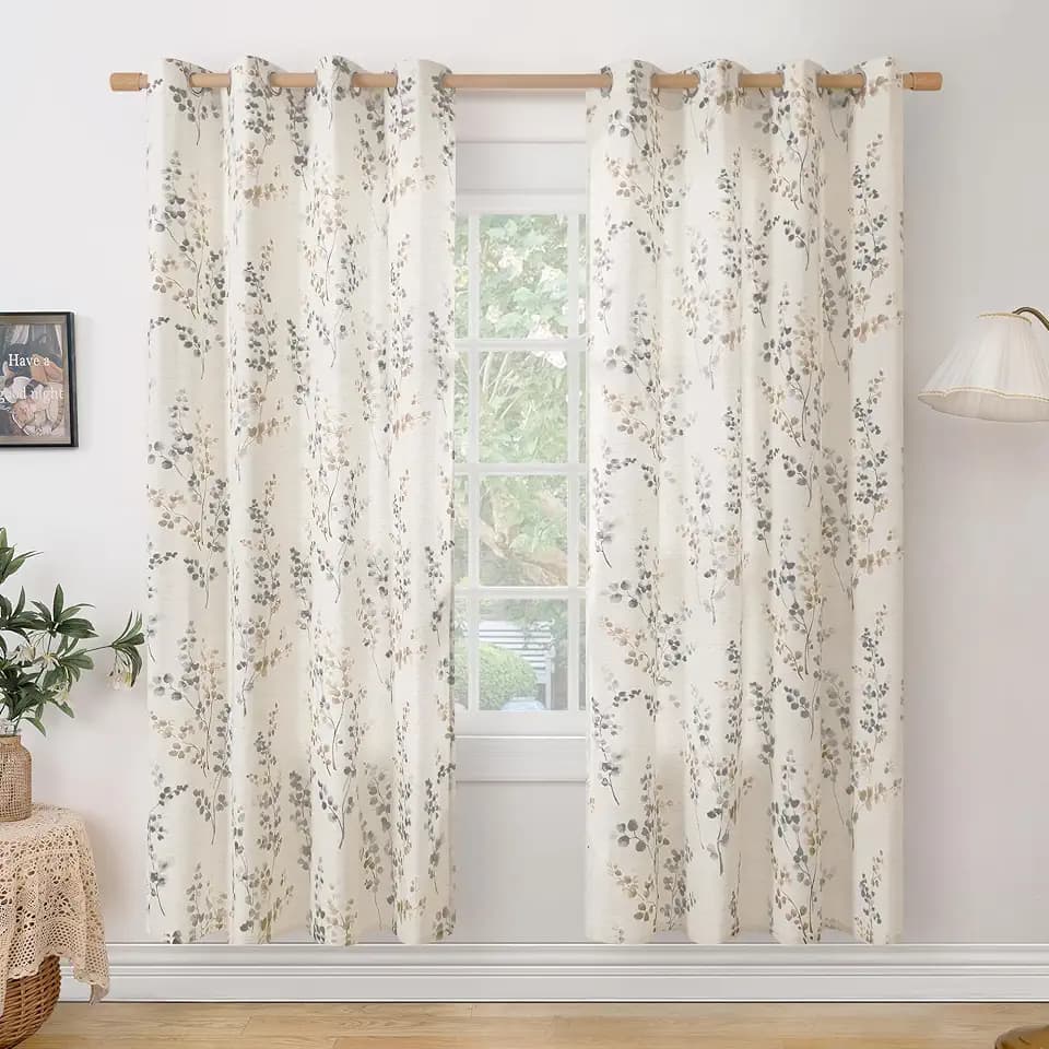 BGment Brown Linen Curtains for Bedroom 80 Inch Length 2 Panels