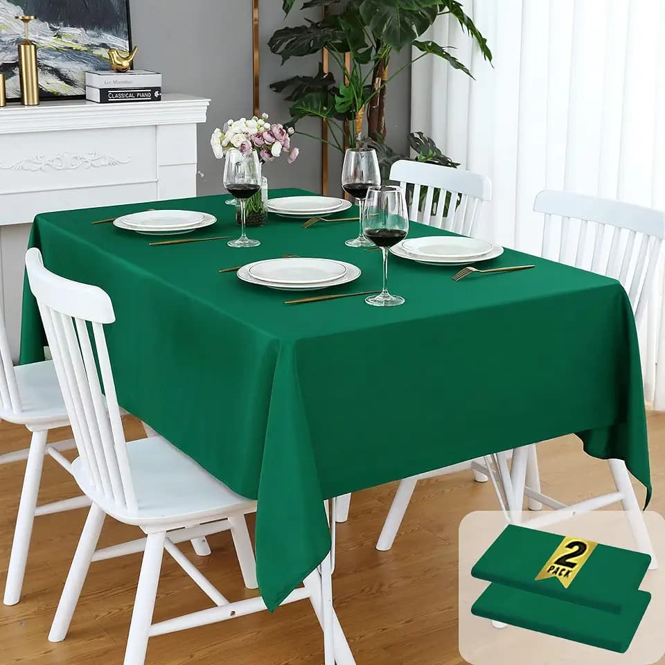 FOLINS&HOME 2 Pack Green Rectangle Tablecloth, 60 x 102 Inch Table Cloth