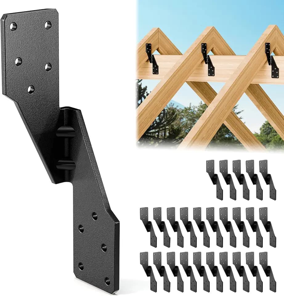 25 Pcs Hurricane Straps Tie Brackets - Heavy Duty 18 Gauge Steel Hurricane Clips for Roof, Shed and Walls, Hurricane Straps for Rafter H2.5A, Hurricane Roof Brackets, Truss Ties Black – Left