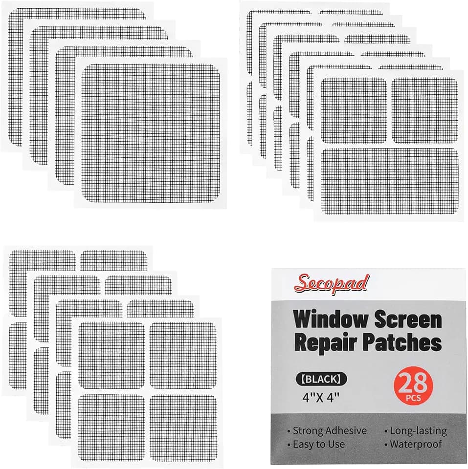 Secopad 28 Sheets Screen Patch Tape, Window Screen Repair Kit, Black