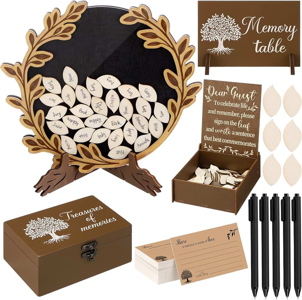 Amyhill Celebration of Life Favors Memory Guest Book, Laurel Wreath, Brown