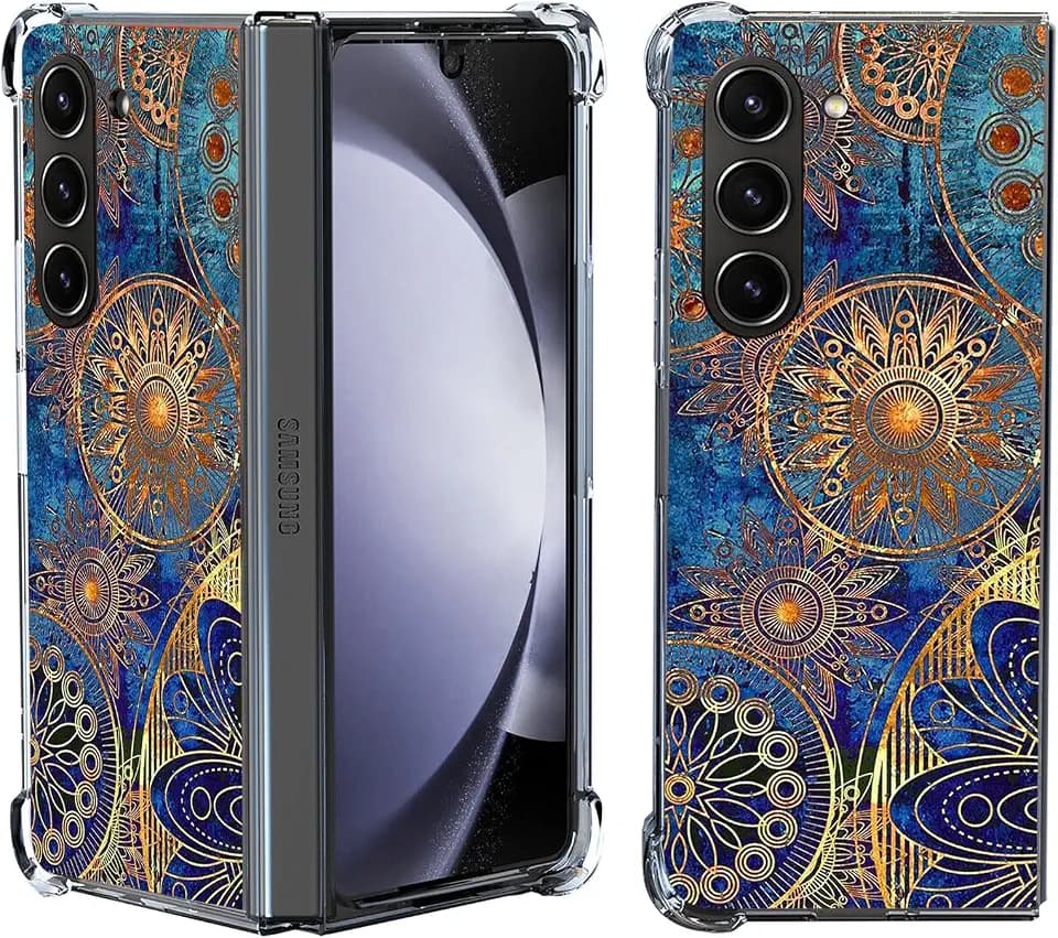 Galaxy Z Fold 5 Case,Gorgeous Colours Circle Manala Drop Protection Shockproof Case TPU Full Body Protective Scratch-Resistant Cover for Samsung Galaxy Z Fold 5