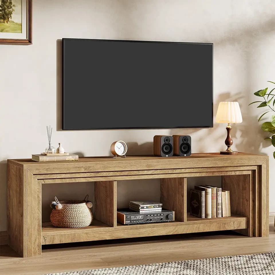 Tribesigns 63" TV Stand for TVs Up to 75 Inches, Wood Entertainment Center