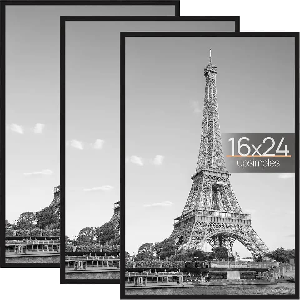 upsimples 16x24 Poster Frame, Easy Slide-In Assembly, Black, 3 Pack