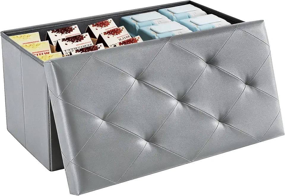 DUMOS 30 Inch Folding Storage Ottoman Bench, Large Hidden Storage Chest