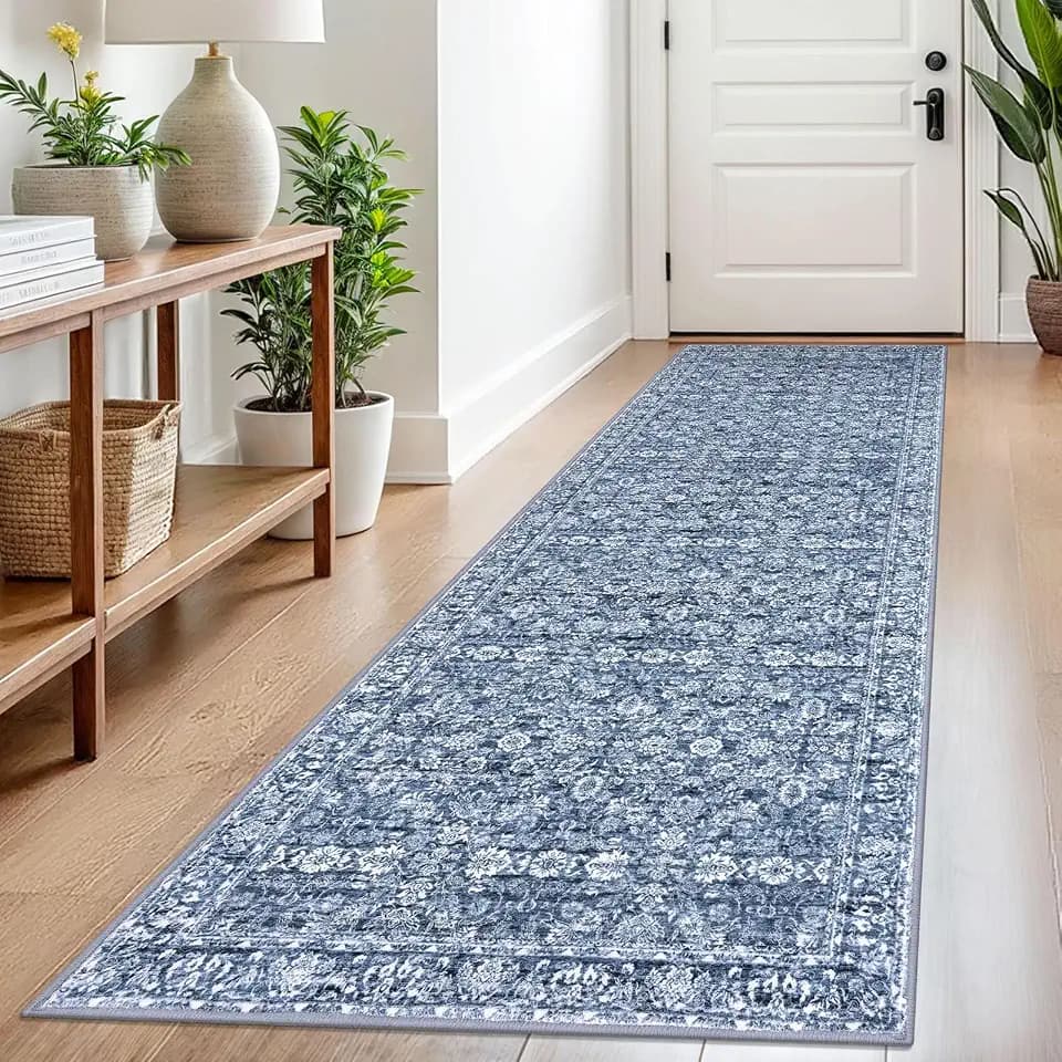 SIILOOM 2.6x8 Washable Runner Rug, Non Slip Area Rug for Hallway Kitchen
