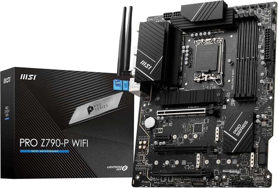 MSI PRO Z790-P WiFi Mainboard - Unterstützt Intel 12th, 13th & 14th Gen Core Prozessoren, LGA 1700-55A DrMOS, DDR5 Memory Boost 7000+MHz/OC, PCIe 5.0 und 4.0 x16, 4 x M.2 Gen4, Wi-Fi 6E, 2.5G LAN, ATX
