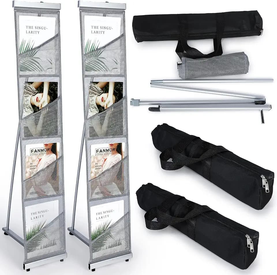 Outus 2 Pcs Mesh Literature Stand, Magazine Rack Floor with 4 Pocket