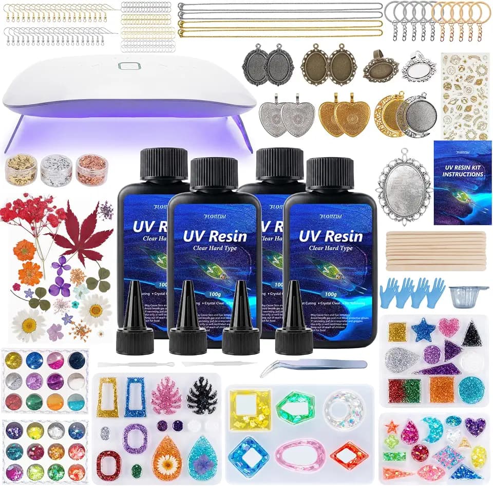 FUHITIM 400g UV Resin Kit with Light,Resin Kits for Beginners