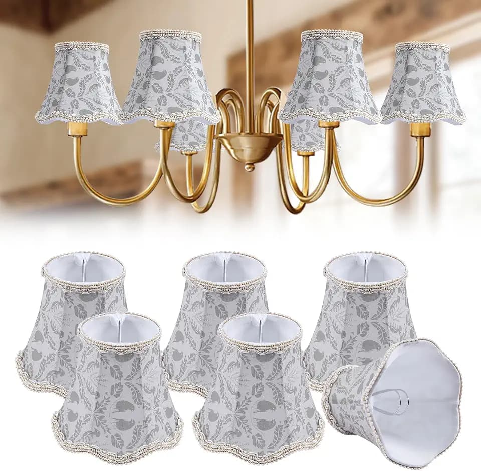 Fuloon Small Clip on Chandelier Lamp Shades, 6 Pack, Branch Bird