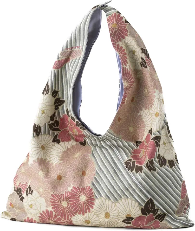 NOREN Japnese Furoshiki Toto Ultralight Foldable (Retro Flower) Washable/Reusable Grocery, Travel, shopping, Extra Bag
