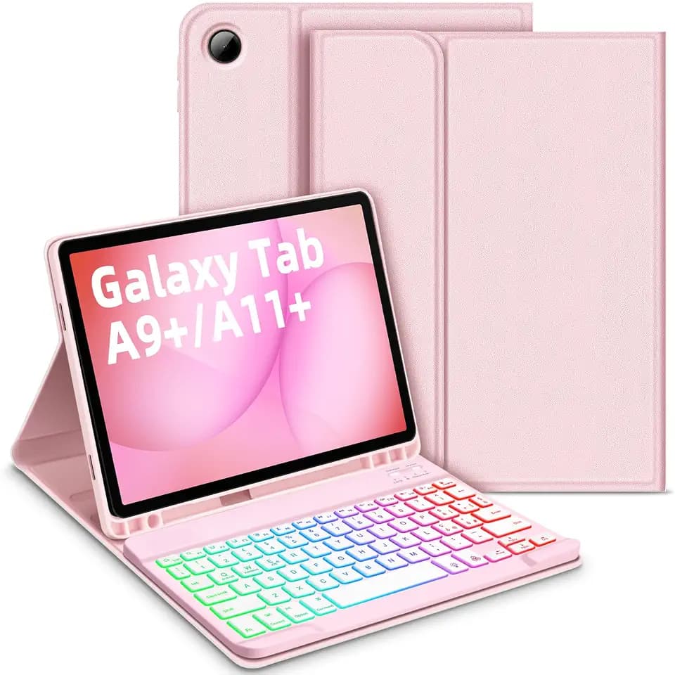 Bettdow für Samsung Galaxy Tab A9+/A9 Plus 2023 Tastatur Hülle, Rosa (Italienisch)