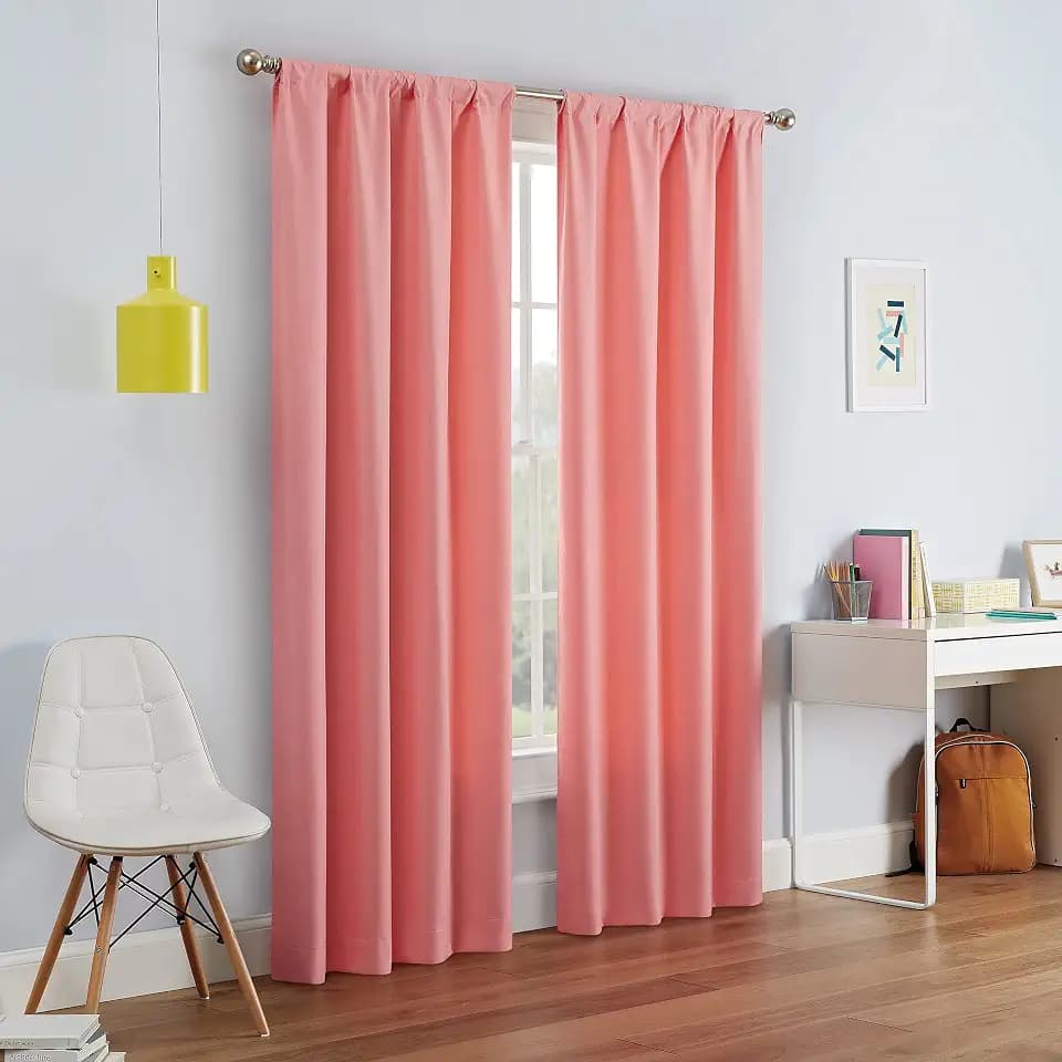 Eclipse Kendall Blackout Rod Pocket Curtain, 42x63, Coral