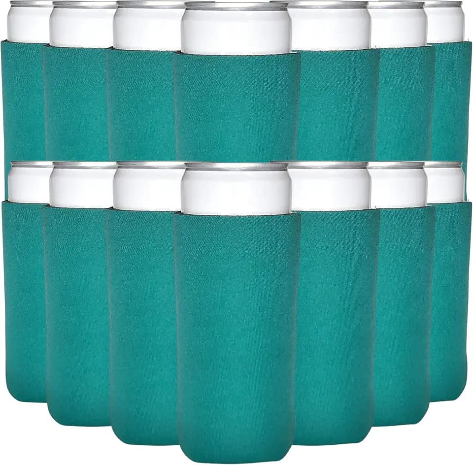 TahoeBay Slim Can Cooler Sleeves in Bulk, Blank, 50-Pack, Teal