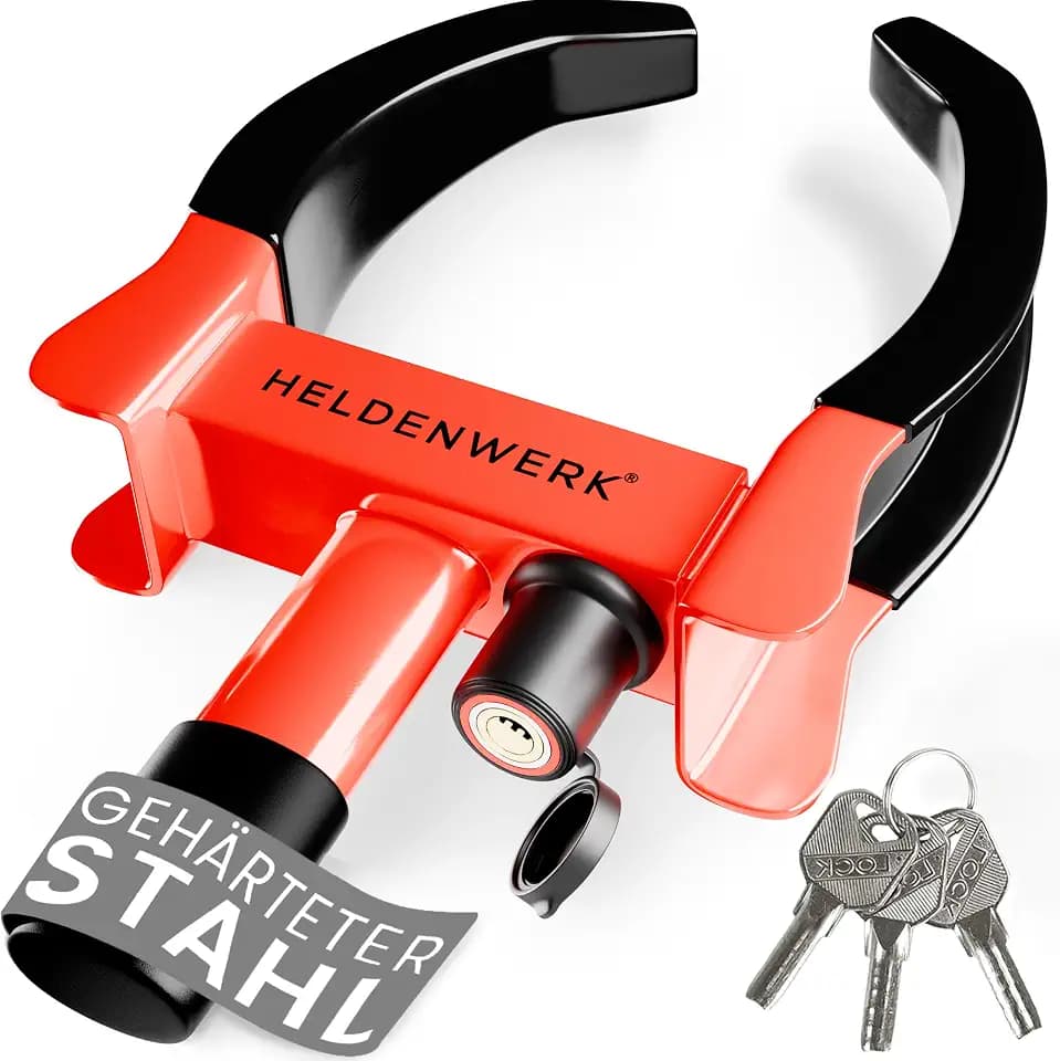 HELDENWERK® Parkkralle Radkralle mit Hochsicherheitsschloss & 3 Schlüsseln