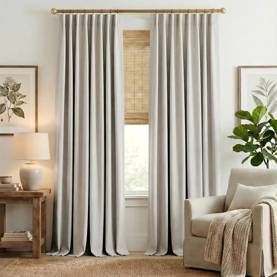 NICETOWN Faux Linen Angora Curtains 90 inches Long, Pinch Pleated Curtains Room Darkening Window Drapes Thermal Insulated Light/Noise Blocking for Living Room/Bedroom, W50 x L90, 2 Pieces