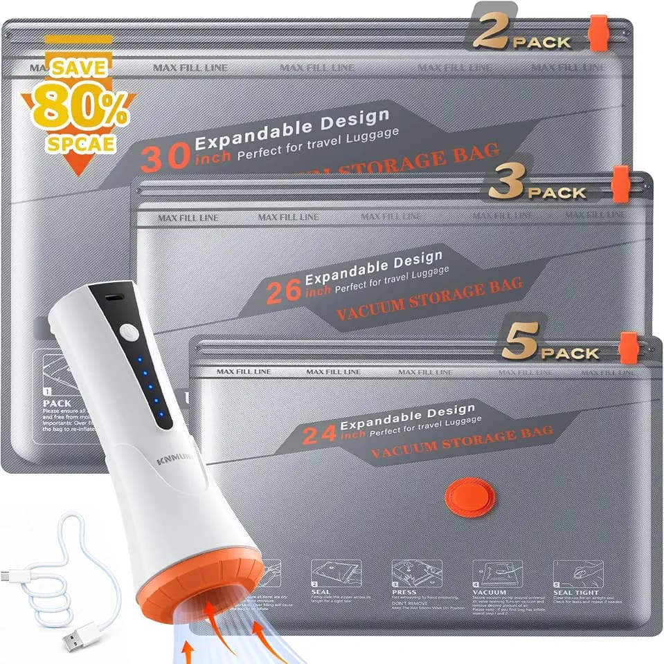 10 Combo Travel Vacuum Storage Bags with Portable Cordless Electric Pump
