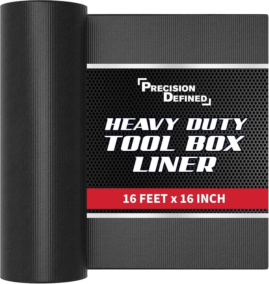 Precision Defined Toolbox Liner Non-Slip Tool Drawer Liner 16ft x 16" Black