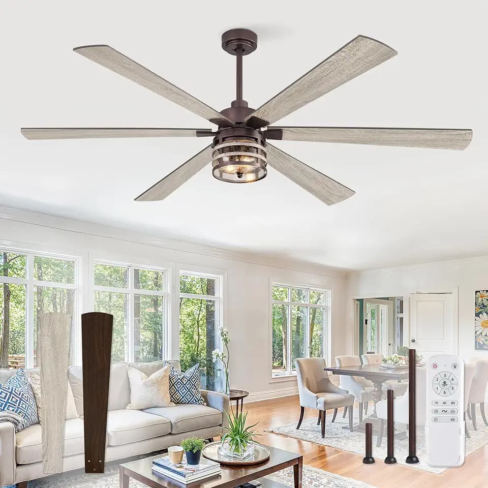 Fanbulous 65" Large Farmhouse Ceiling Fan with Light & Remote,Oil Bronze