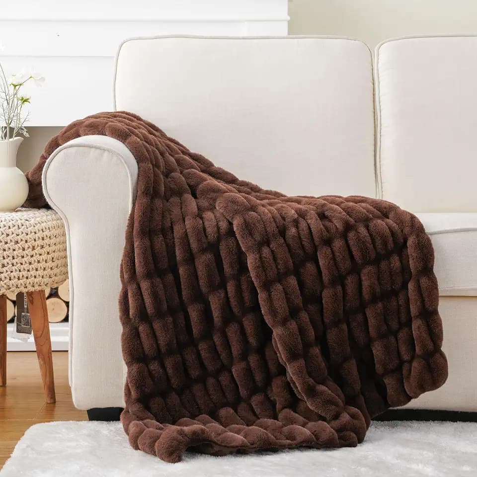 BATTILO Super Soft Faux Fur Throw Blanket for Couch, 50"x60", Double Side