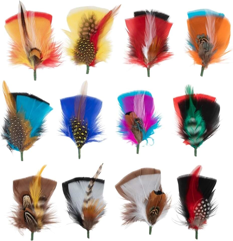Hat Feathers, Assorted Natural Feather Packs Accessories for Fedora Cowboy Hats, Pork Pie Trilby Hats