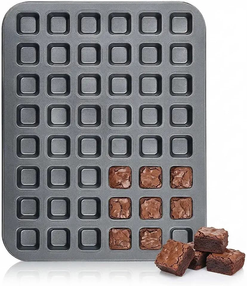 Teenyyou 1 Pcs Mini Brownie Pan 48 Cavity, Nonstick Mini Muffin Baking Pan