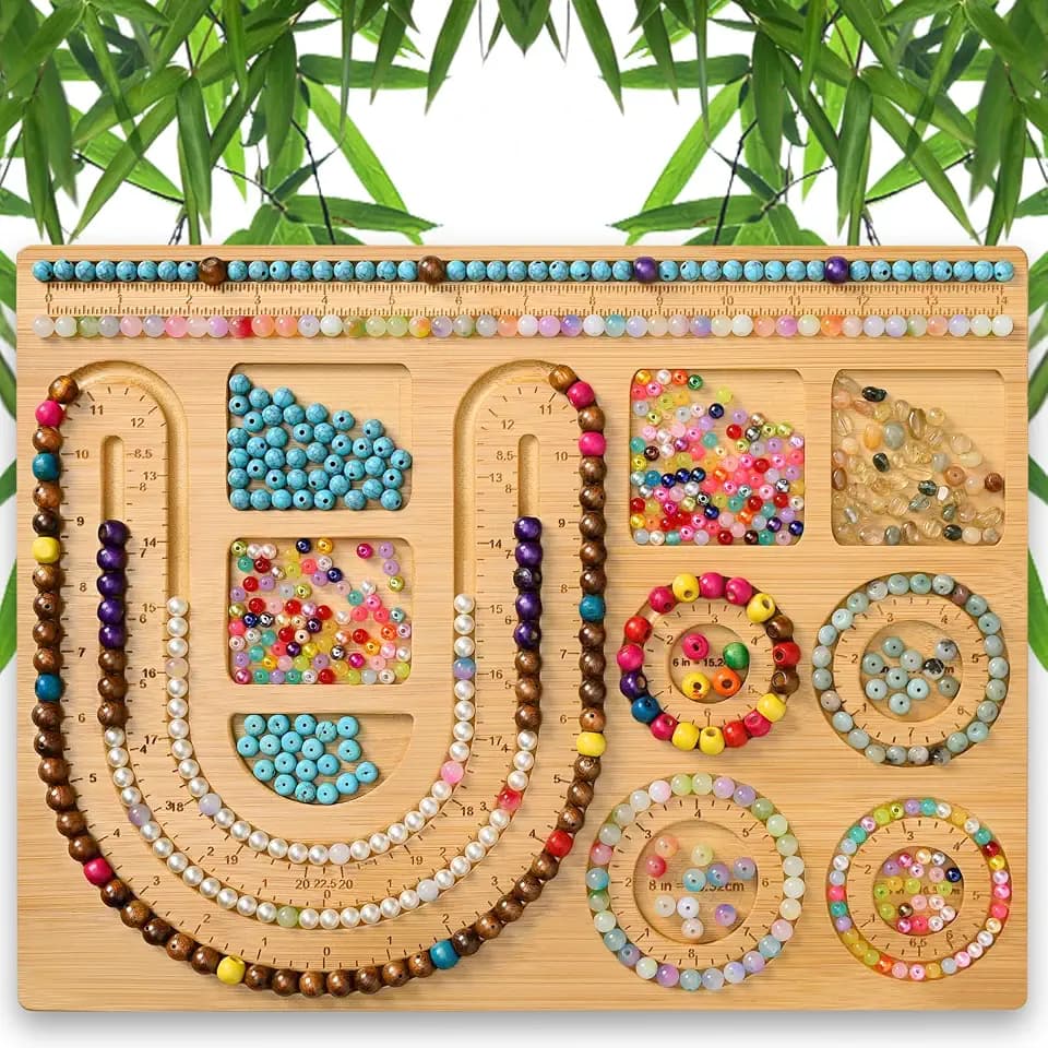 NOAVAOL Bead Boards for Jewelry Making, Combi Bamboo Beading Board for Jewelry Bracelet Making, Beading Trays Jewelry Design Mats for Necklace, Bracelet, DIY Design