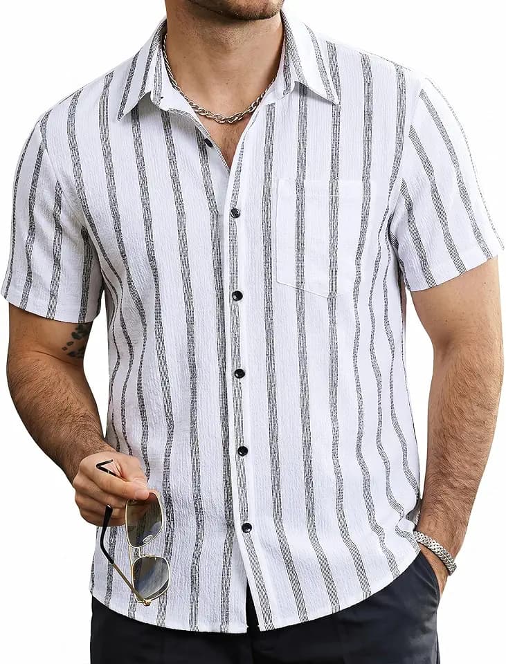 VATPAVE Mens Button Down Short Sleeve Shirt Summer Beach Hawaiian Shirts