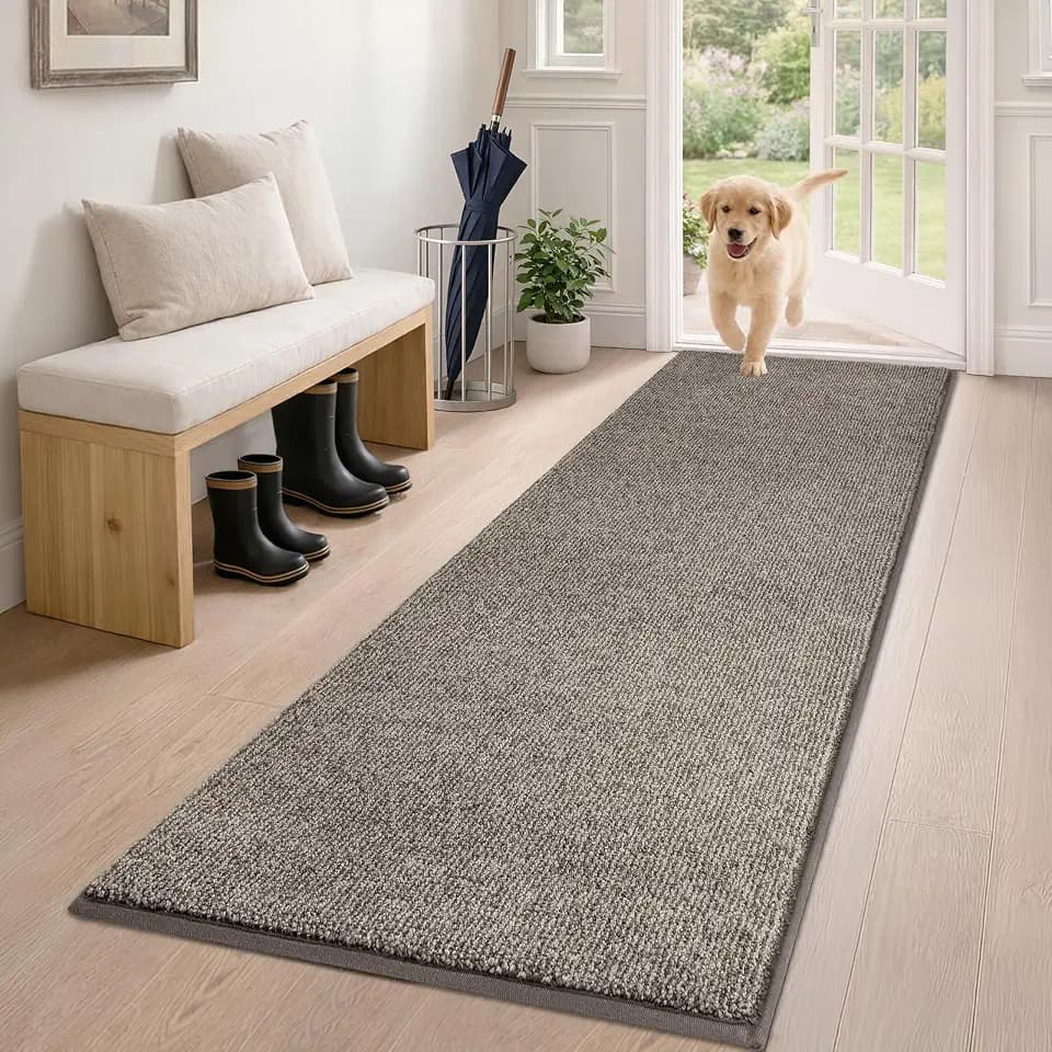 PURRUGS Hallway Runner Rug, 24" x 59", Heathered Beige