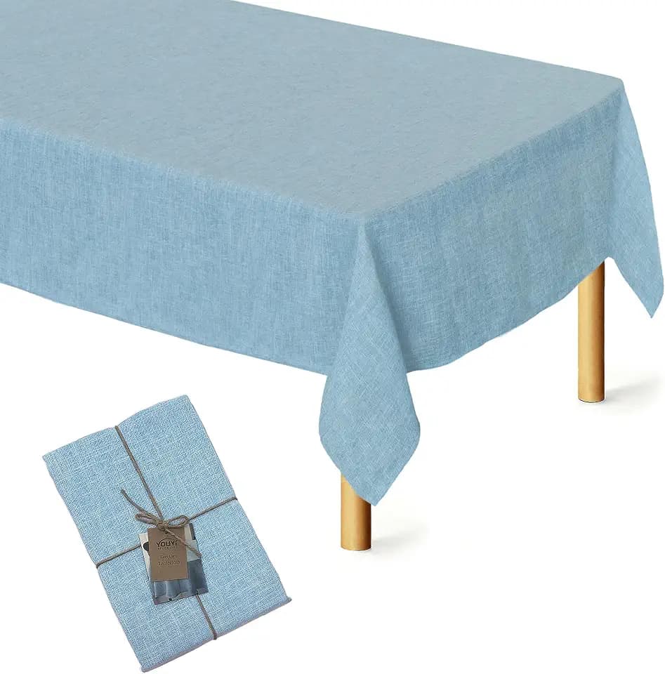 Youyi Better Lifes Premium Weaved Table Cloth, Heavy Duty Washable Fabric Tablecloth Wrinkle Resistant, Kitchen Dining Room Table Cover for Holiday Party Wedding, 60 x 144 Inch Rectangle Blue