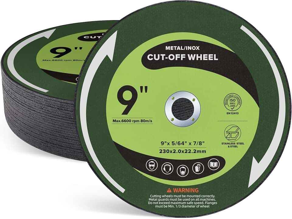 25PCS 9" Cut Off Wheels 9" x.075 x7/8" Metal & Stainless Steel Cutting Discs for Angle Grinder