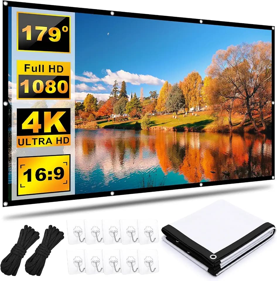 Leinwand Beamer 100 Zoll, 16:9 HD Faltbarer Beamer Leinwand(221x125cm)