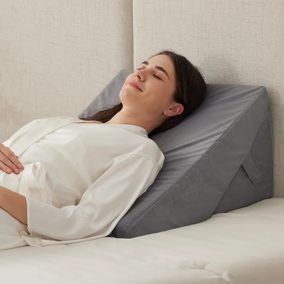 Ruqmuis Wedge Pillow Set for After Surgery, Adjustable 9&12 Inch Bed Wedge Pillow for Sleeping, Incline Pillow Wedge for Headboard, Post Surgery, Acid Reflux, Neck&Back Support, Grey Plush