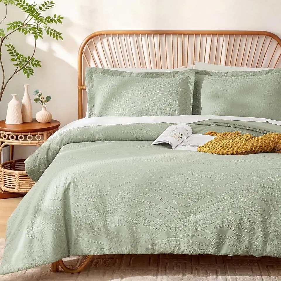 Full Size Comforter Sets- 7 Pieces Sage Green Bed in a Bag Full Bedding Set