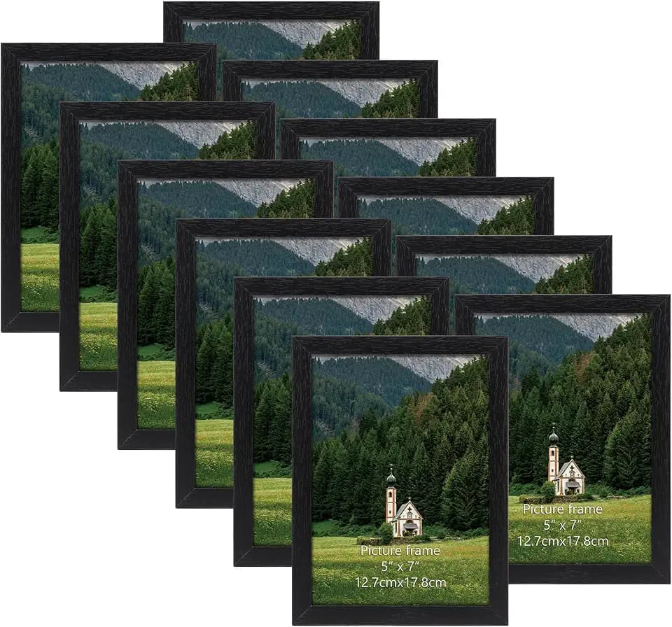HORLIMER 5x7 Picture Frame Set of 12, Black Picture Frames for 5 by 7 Photo