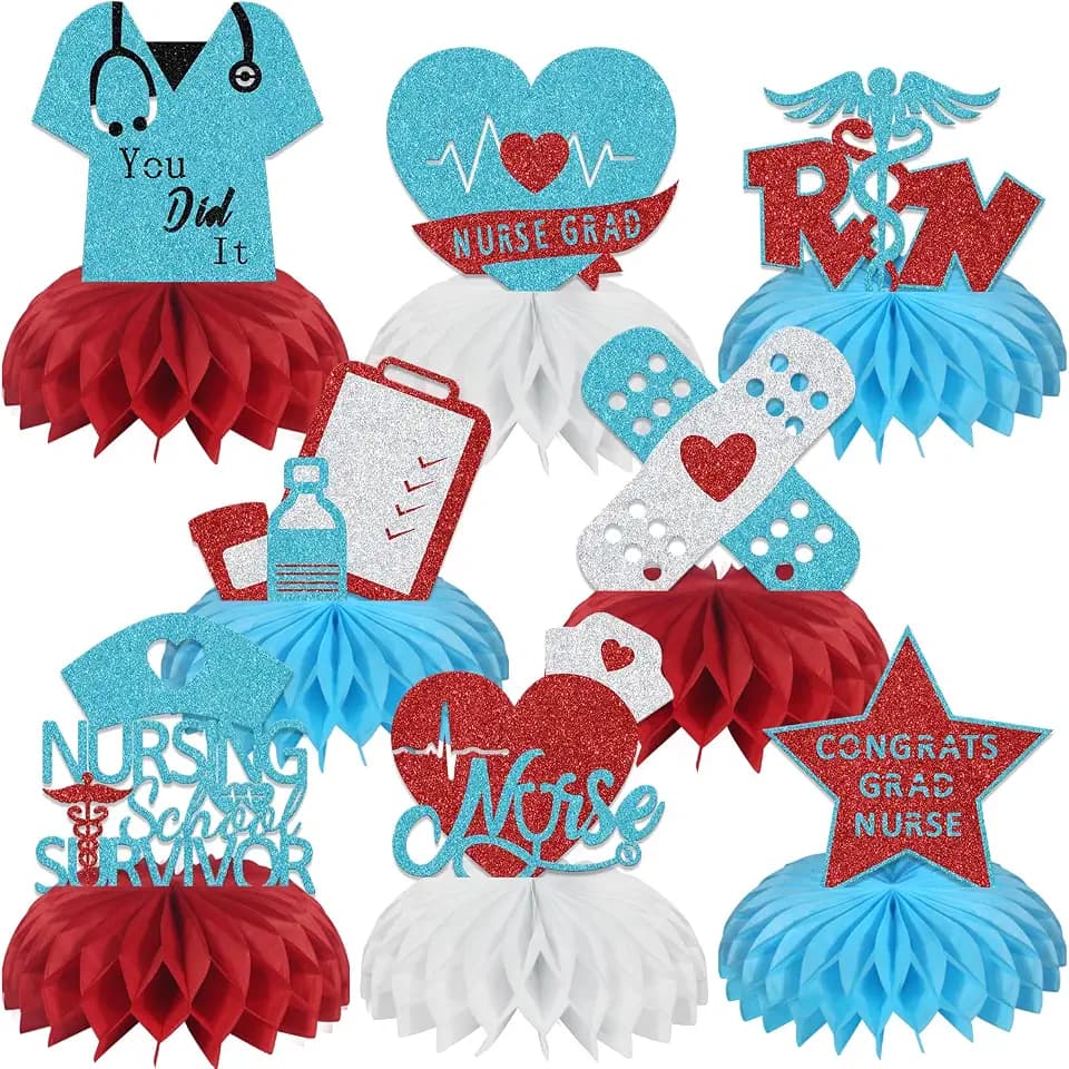 8 Pcs Nurse Graduation Honeycomb Centerpieces Nurse Graduation Party Decorations Nursing School Graduation Decorations Nurse Party Decorations