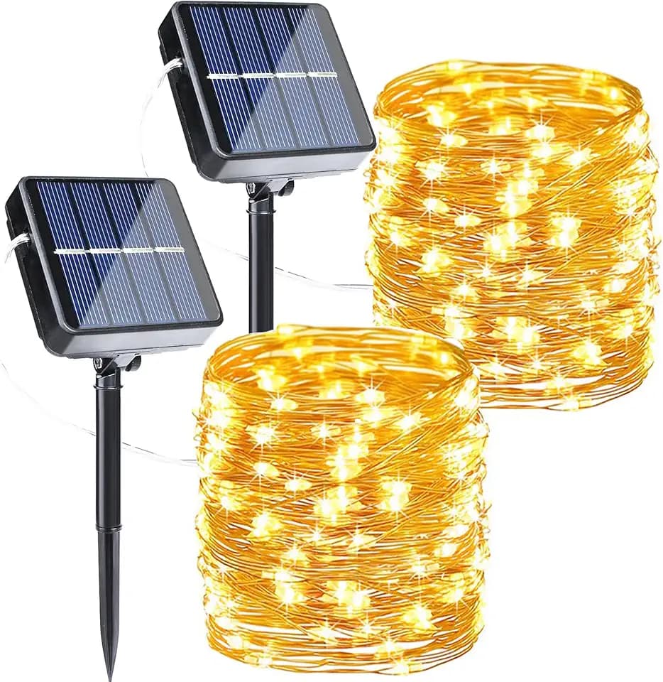 Joomer Solar Fairy Lights, 2-Pack Total 80FT 240LED Lights, Warm White