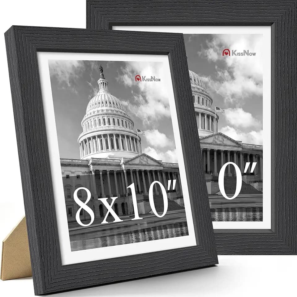 8x10 Picture Frame, Black Solid Wood, 2 Pack, Table for Photos