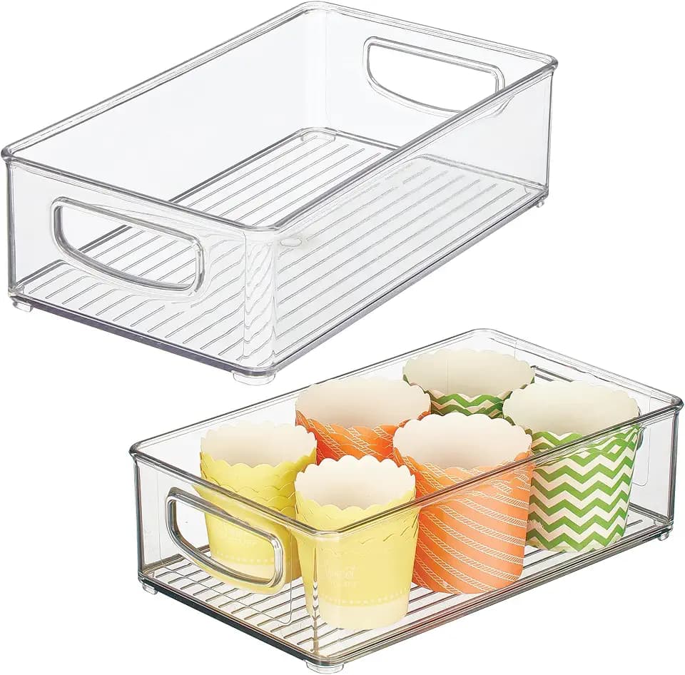 iDesign Stackable Pantry Bin with Handles, Set of 2, Clear