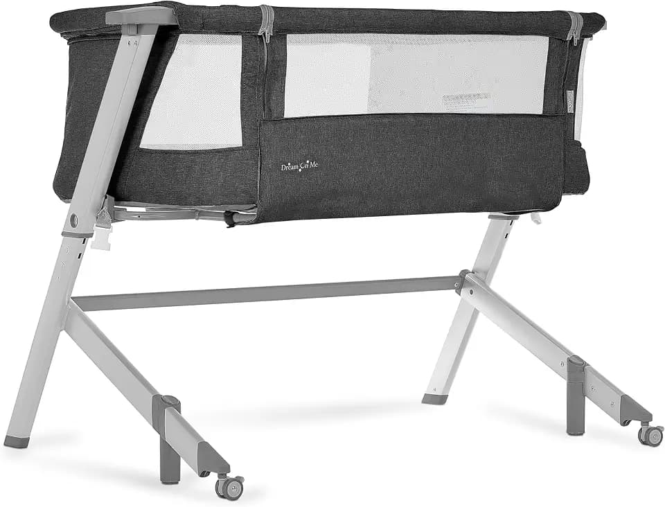 Dream On Me Skylar Bassinet & Bedside Sleeper, Adjustable Height, Black