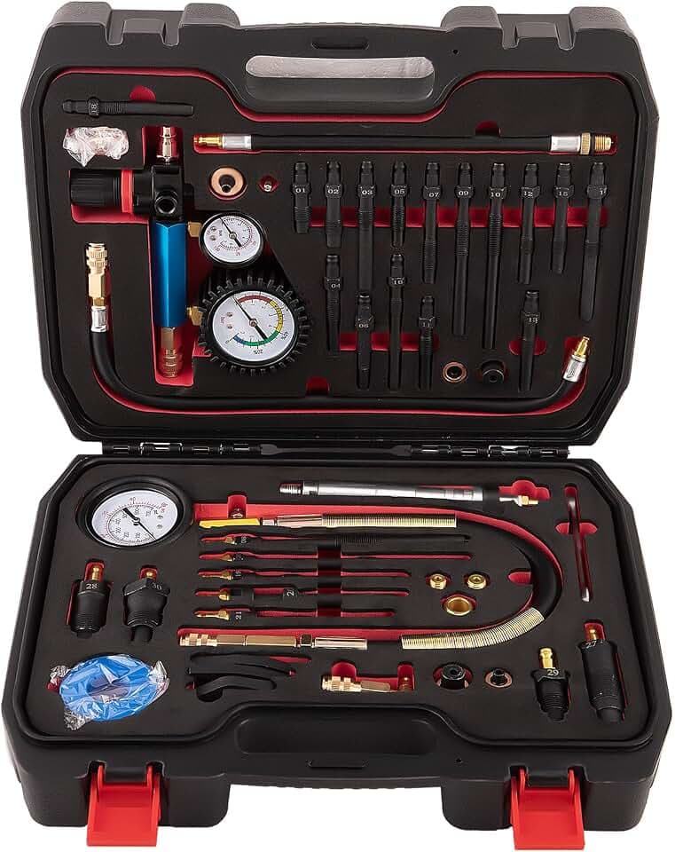 maXpeedingrods 46tlg Kompressionstester Druckverlustprüfer für Benzin 50Bar