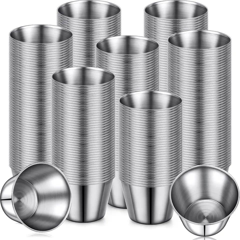 Remerry Metal Sauce Cups Individual Salsa Metal Ramekins Dipping Stainless Steel Sauce Cups Bulk Salsa Bowl Round Condiment Ramekins (500 Pcs,2.5 oz)