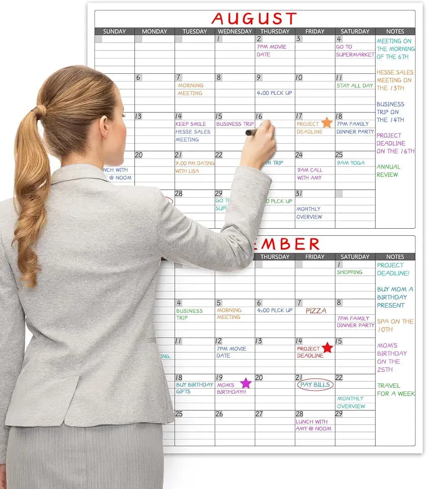 Large Dry Erase Calendar for Wall - Undated 3 Month Wall Calendar