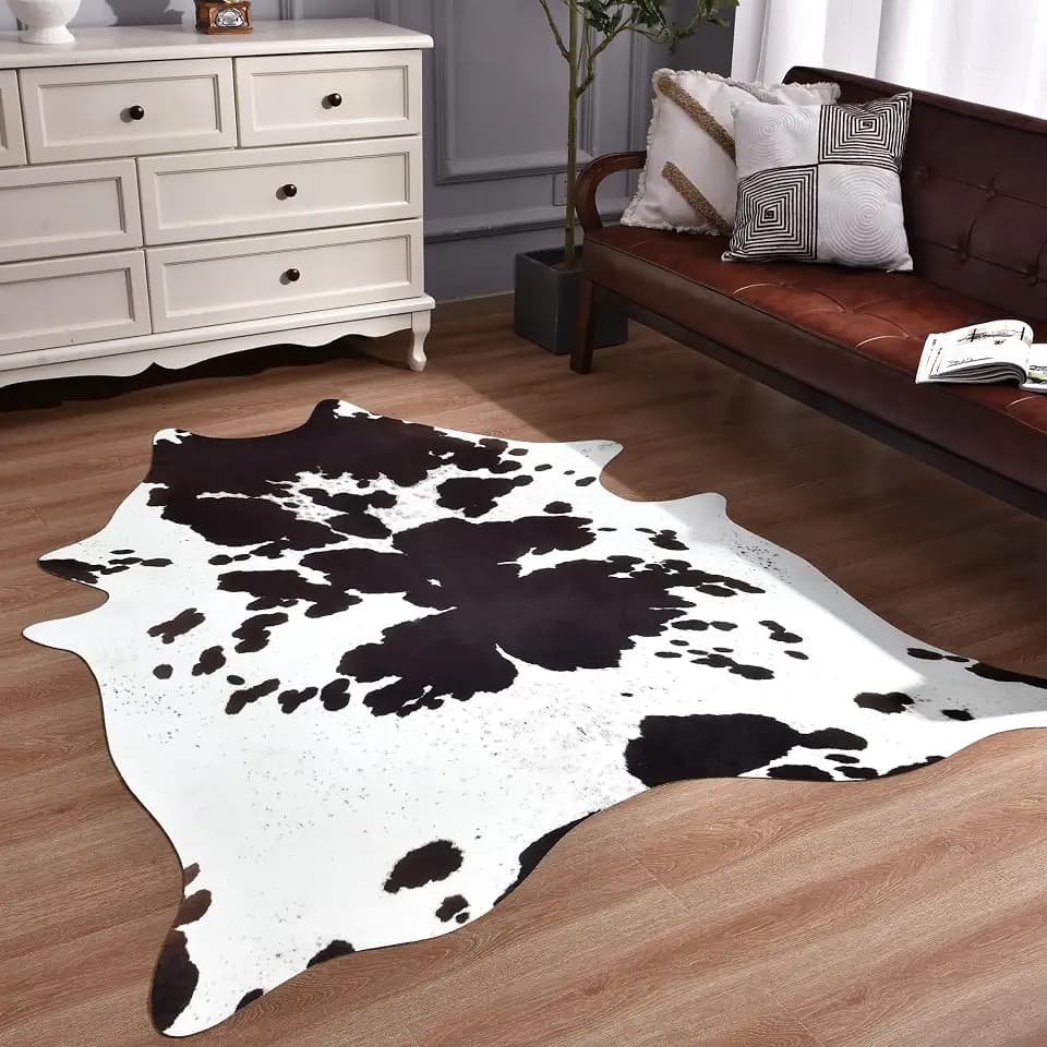 Cowhide Rug 5.2 x 6.3 Feet, Cow Hide Durable No-Slip Backing