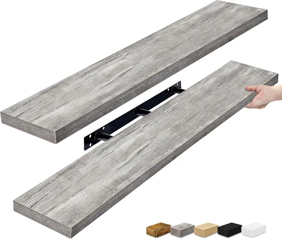 Sorbus Floating Shelves for Wall Storage (48 Inch, 2 Pack, Gray)