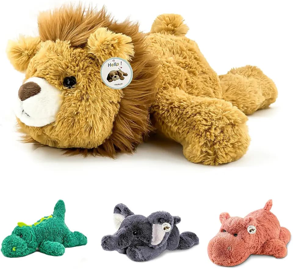 YOUBLEK 20" 4 Pounds Lion Weighted Stuffed Animals, Plush Pillow Toy