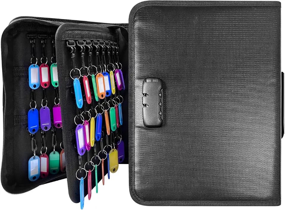 150 Position Key Organizer with Combination Lock, Waterproof Fireproof Zippered Key Case, Key Holder Box for Rental Management Real Estate Sales Hotel Executives